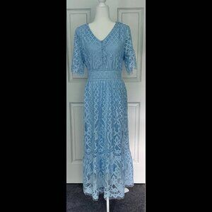 Lace Dress Overlay. Sky Blue. Size XL